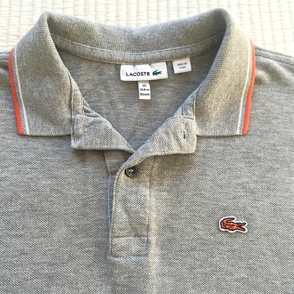 Lacoste Youth boys polo light grey with coral accent - Picture 2 of 3